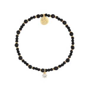 Bransoletka z czarnych turmalinów z cyrkonią