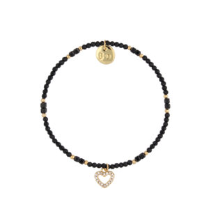 Bransoletka z czarnymi agatami i sercem