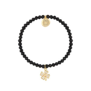 Bransoletka z czarnymi turmalinami i koniczynką