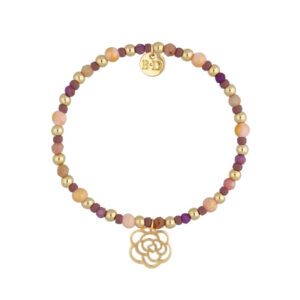 Bransoletka z fioletowymi koralikami i różą