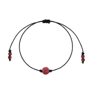 Bransoletka z granatem na czarnym sznurku