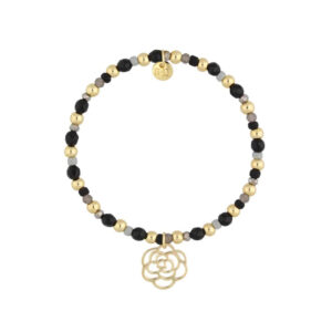 Bransoletka z jadeitami i różą z mosiądzu