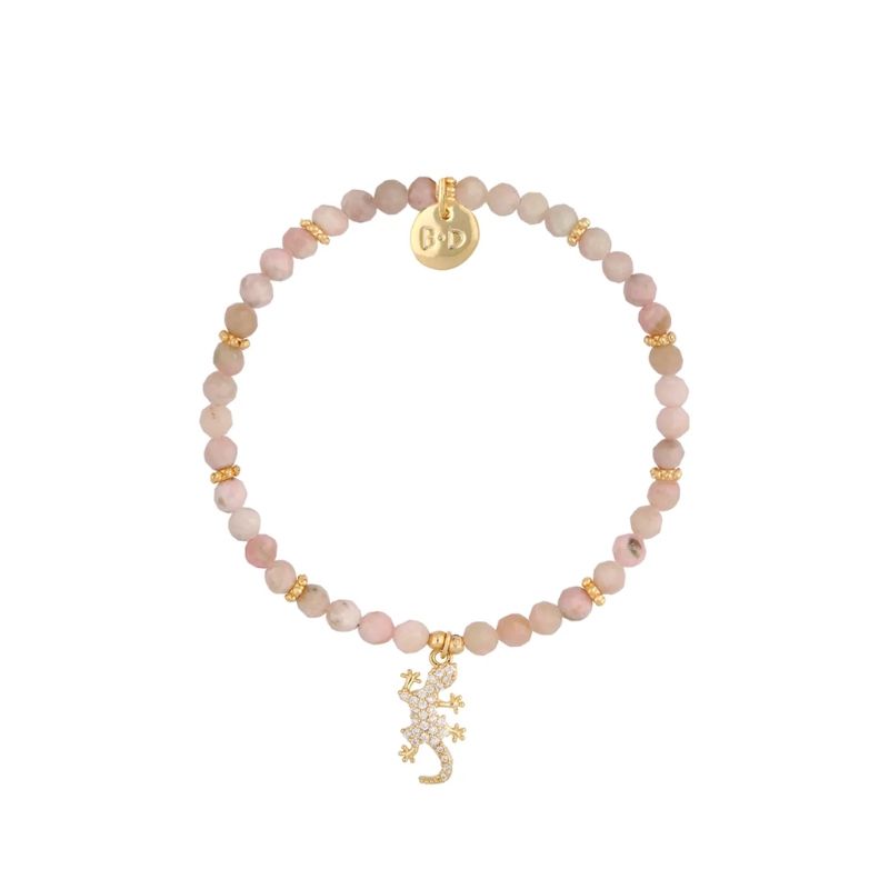 Bransoletka z kwarcami i jaszczurką z cyrkoniami Bransoletka z kwarcami i jaszczurką z cyrkoniami