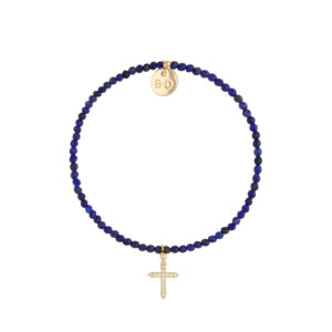 Bransoletka z lazurytami i krzyżykiem z mosiądzu