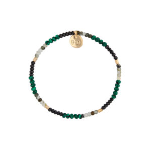 Bransoletka z mosiądzu, malachitów i kwarcu