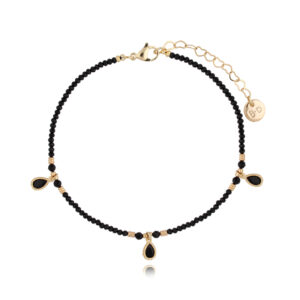 Bransoletka z mosiądzu z agatami na kostkę