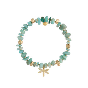 Bransoletka z mosiądzu z amazonitami i ważką