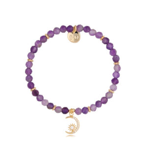 Bransoletka z mosiądzu z ametystów z cyrkoniami