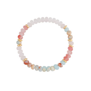 Bransoletka z mosiądzu z jadeitami i kwarcami