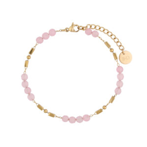 Bransoletka z mosiądzu z kwarcem różowym