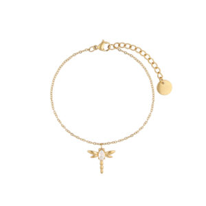 Bransoletka z mosiądzu z ważką i cyrkonią