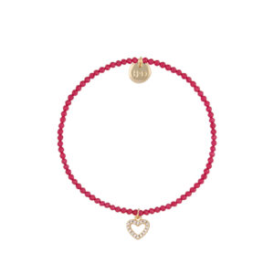 Bransoletka z rubinami i sercem z cyrkoniami