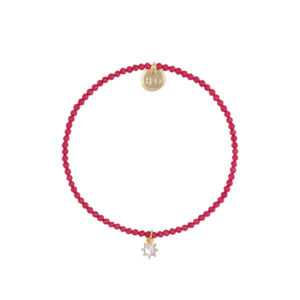 Bransoletka z rubinami i zawieszką z cyrkonią