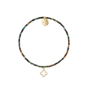 Bransoletka z turkusami i koniczyną z cyrkoniami