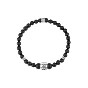 Bransoletka ze stali szlachetnej i onyksu