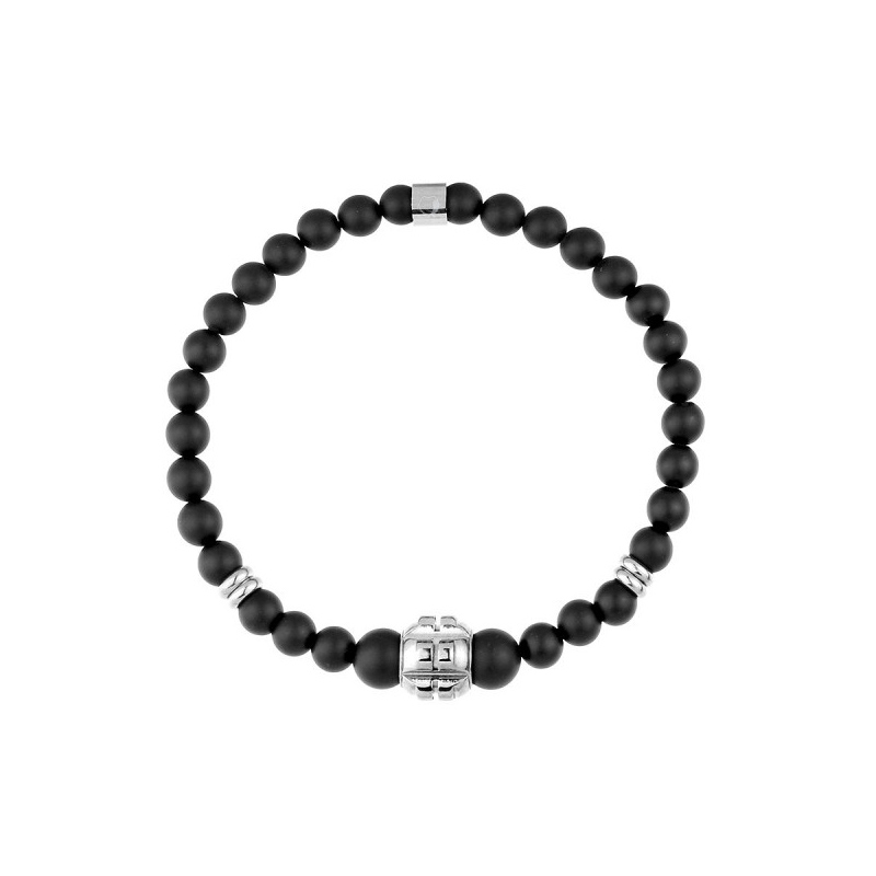 Bransoletka ze stali szlachetnej i onyksu Bransoletka ze stali szlachetnej i onyksu