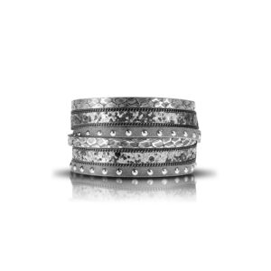 Bransoletka ze stali szlachetnej skórzana podwójna