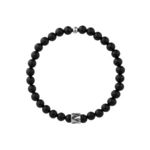 Bransoletka ze stali szlachetnej z czarnym onyksem