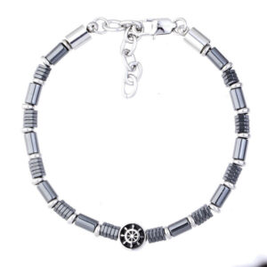 Bransoletka ze stali szlachetnej z hematytów