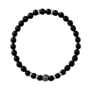 Bransoletka ze stali szlachetnej z onyksami