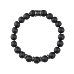 Bransoletka ze stali szlachetnej z onyksami