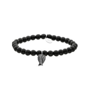 Bransoletka ze stali szlachetnej z onyksem