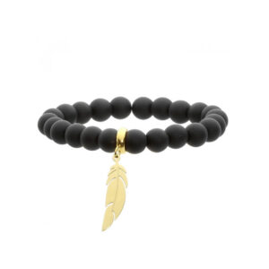 Bransoletka ze stali szlachetnej z onyksem