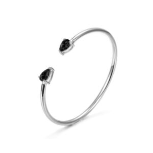 Bransoletka ze stali sztywna i czarne kamienie