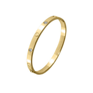 Bransoletka ze stali złoconej sztywna z cyrkoniami