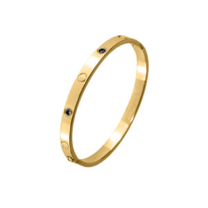 Bransoletka ze stali złoconej sztywna z cyrkoniami