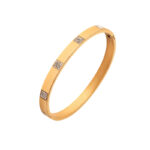 Bransoletka ze stali złoconej sztywna z cyrkoniami