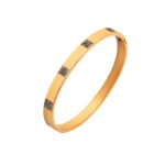 Bransoletka ze stali złoconej sztywna z cyrkoniami