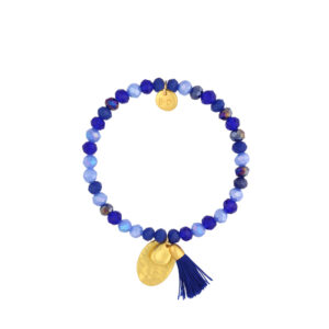 Bransoletka ze szklanymi koralikami i mosiądzem