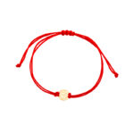 Bransoletka złota ażurowe kółko czerwony sznurek