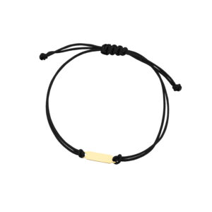 Bransoletka złota blaszka na czarnym sznurku
