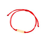 Bransoletka złota czerwony sznurek, blaszka