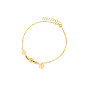 Bransoletka złota diamentowane kulki i koniczyna