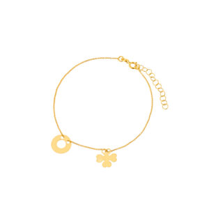 Bransoletka złota koniczyna i kółko