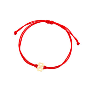 Bransoletka złota koniczynka na czerwonym sznurku
