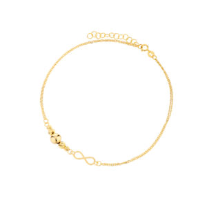 Bransoletka złota kulki i nieskończoność na nogę