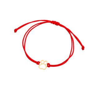 Bransoletka złota łapka na czerwonym sznurku