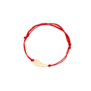 Bransoletka złota na czerwonym sznurku skrzydło