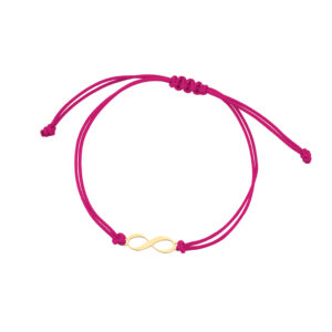 Bransoletka złota nieskończoność i różowy sznurek