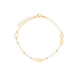 Bransoletka złota nieskończoność serce skrzydło