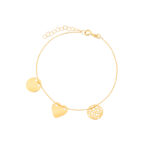 Bransoletka złota serce i dwie okrągłe blaszki