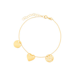 Bransoletka złota serce i dwie okrągłe blaszki