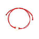 Bransoletka złota serce na czerwonym sznurku