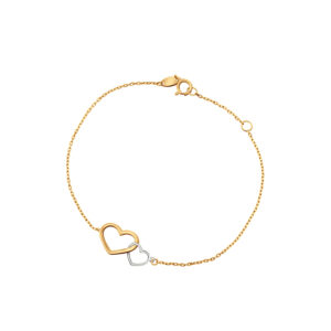 Bransoletka złota z białym złotem i sercami