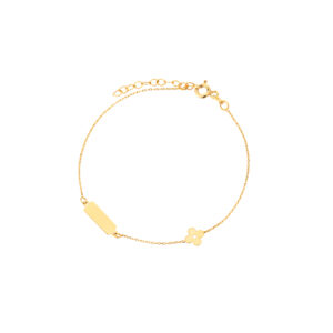 Bransoletka złota z blaszką i kwiatem