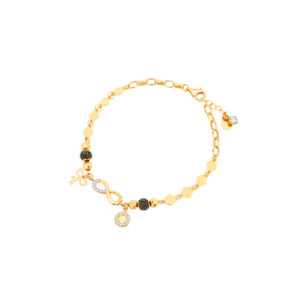 Bransoletka złota z czarnymi i białymi cyrkoniami